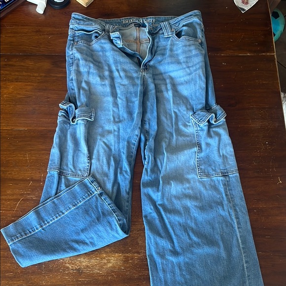 American Eagle Outfitters Blue Flare Wide Leg Jeans - Picture 2 of 7